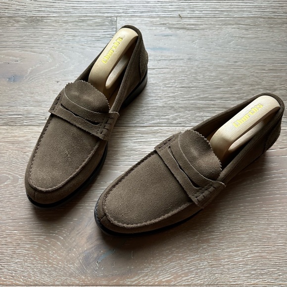 Church’s Dark Green Suede Pembrey Loafers US 10 Made in England